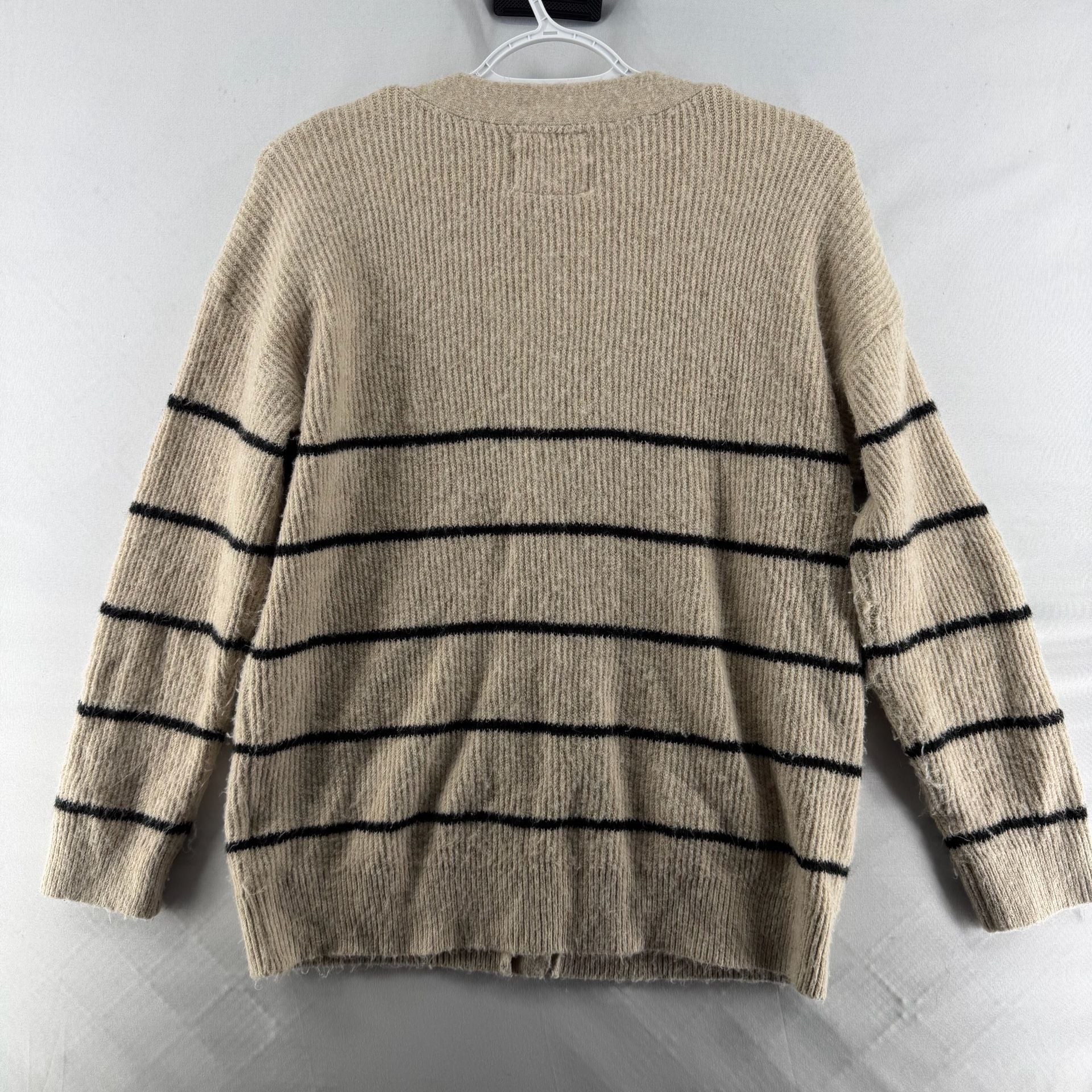 1652 Thread & Supply Striped Button Cardigan MP Beige Black 3