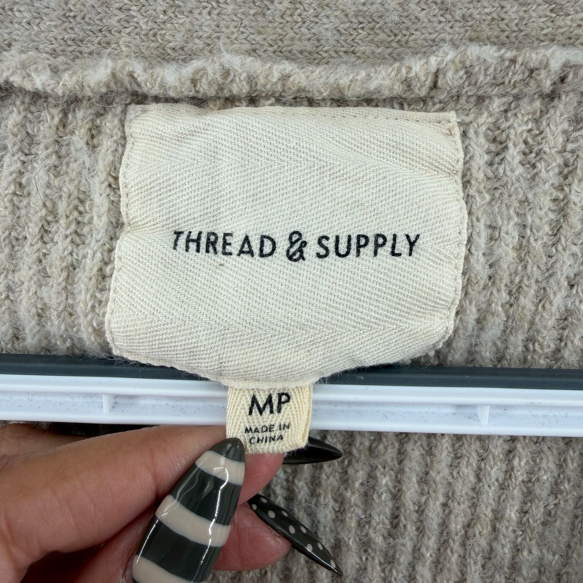 1652 Thread & Supply Striped Button Cardigan MP Beige Black 4
