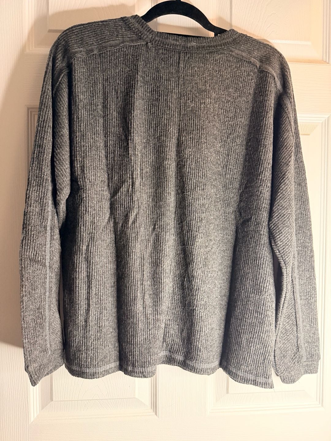 Zenana Long Sleeve Top Size S/M Gray Brushed Hacci Pocket 3