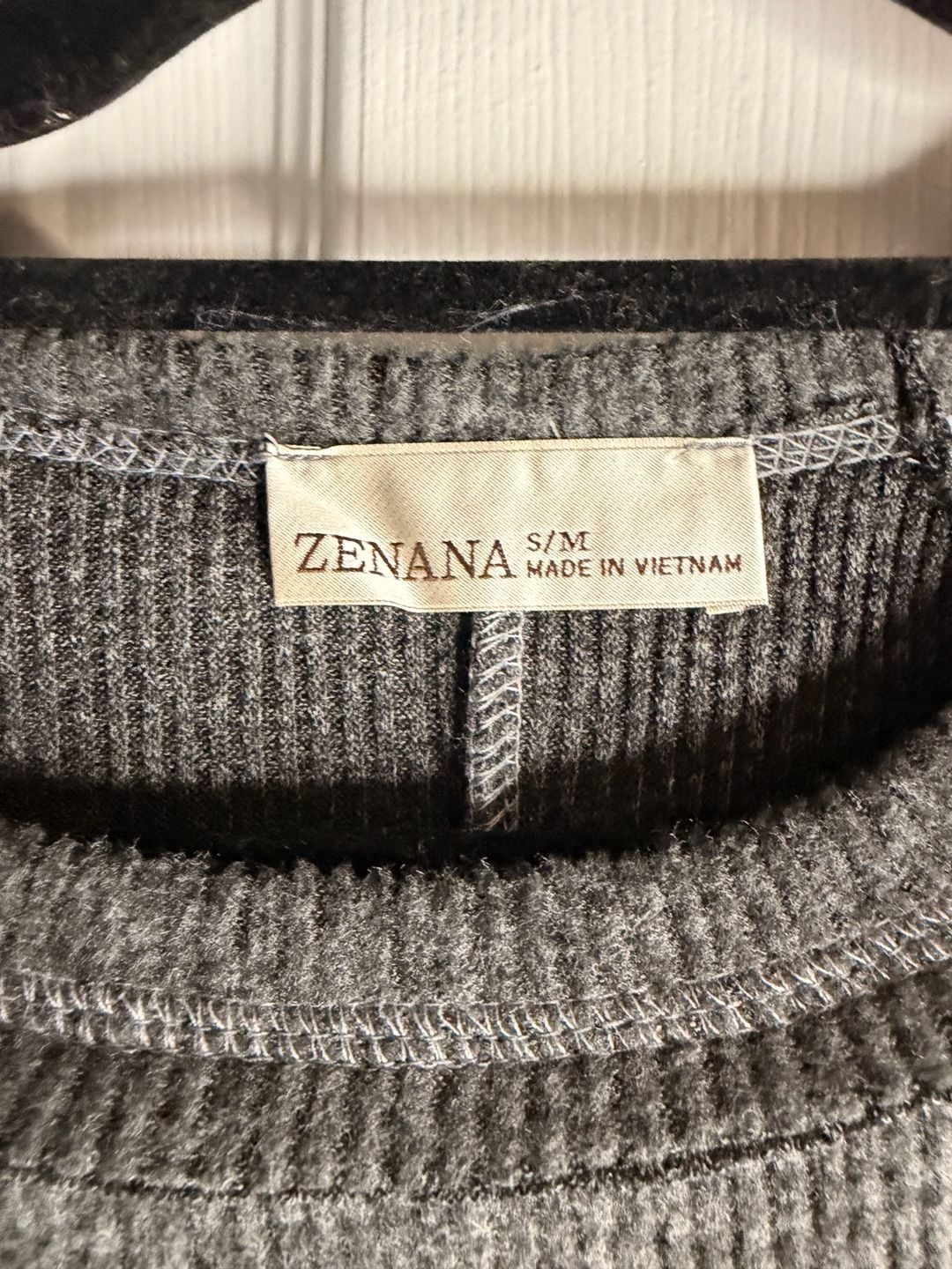Zenana Long Sleeve Top Size S/M Gray Brushed Hacci Pocket 5