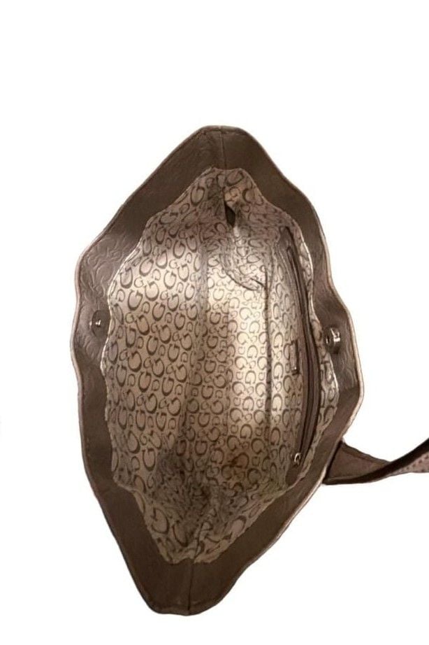 Guess Logo Embossed Metallic Tote Bag Bronze 4