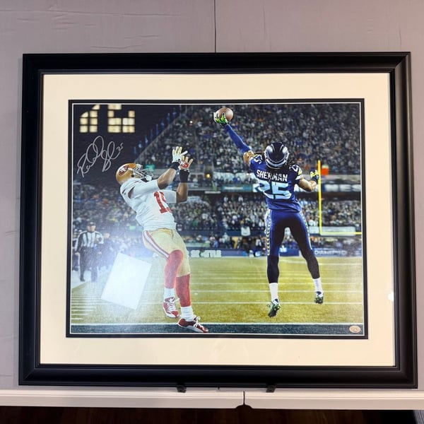 Richard Sherman Autographed Framed Photograph The Tip