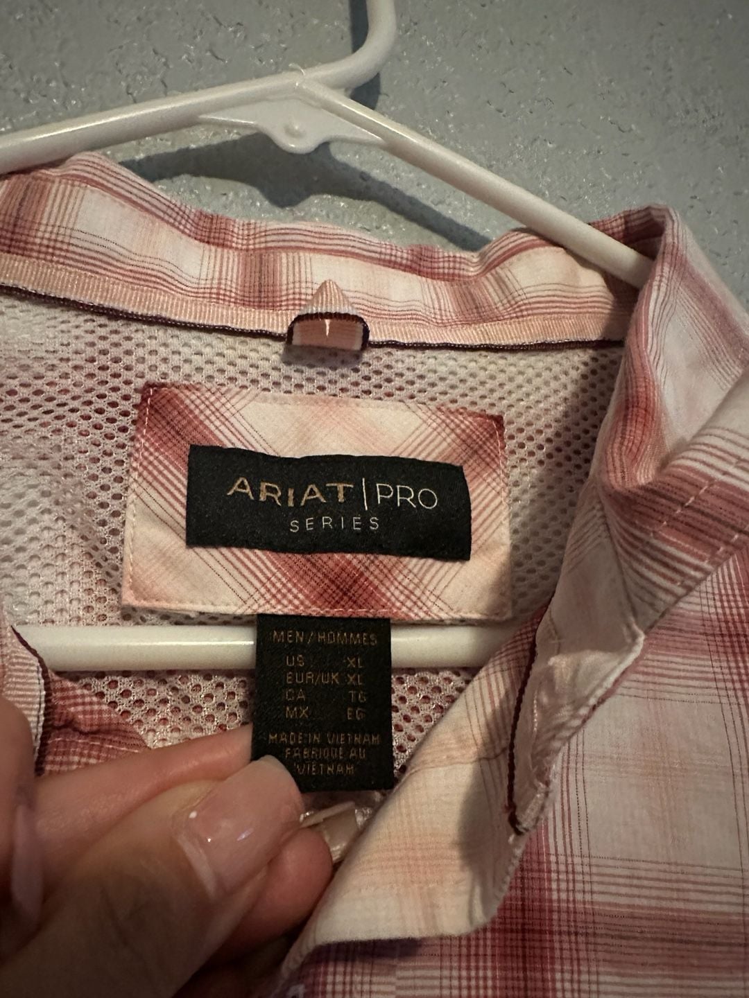 Ariat Pro Series Tully Peach Plaid Shirt Size XL 7