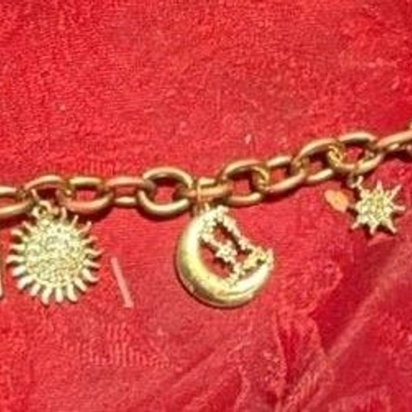 Elizabeth Cole Skylar Celestial Charm Bracelet 24K Gold Plated