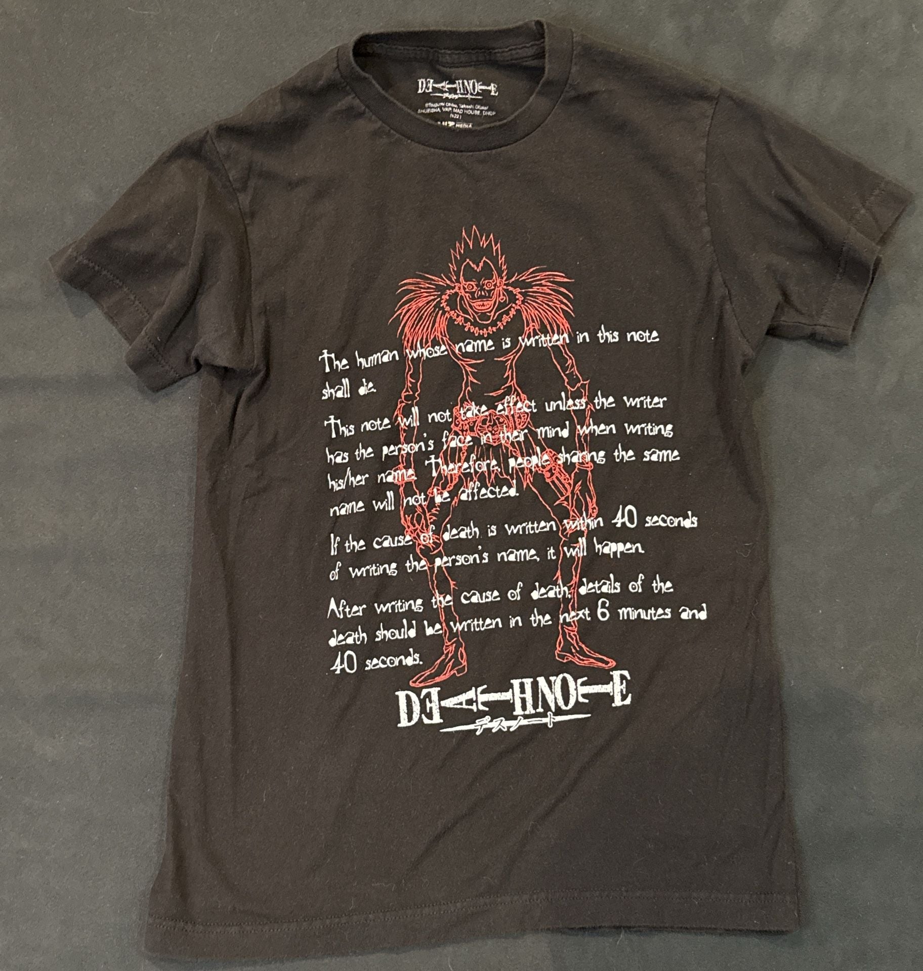 Death Note Ryuk Rules T-Shirt Size M Black Anime Graphic Tee 2