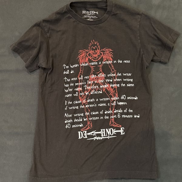 Death Note Ryuk Rules T-Shirt Size M Black Anime Graphic Tee