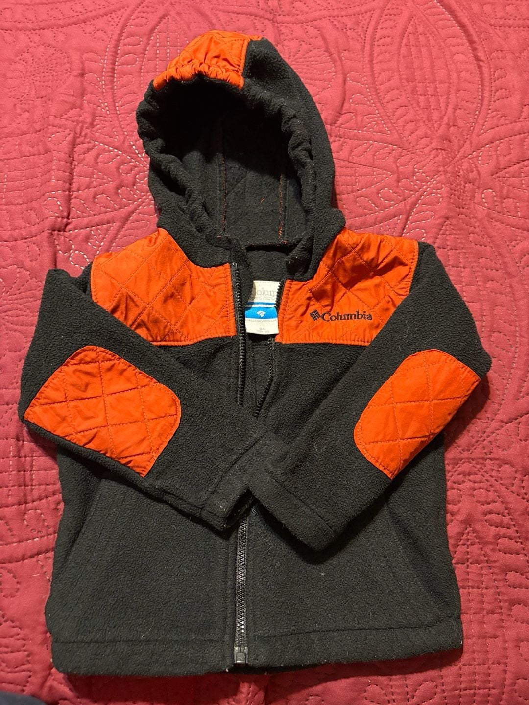 Columbia Rugged Ridge Hooded Fleece Jacket Size 24 Months Black Orange 2