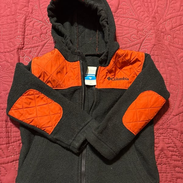 Columbia Rugged Ridge Hooded Fleece Jacket Size 24 Months Black Orange