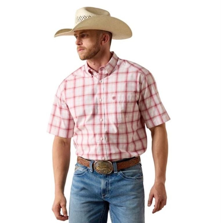 Ariat Pro Series Tully Peach Plaid Shirt Size XL 2