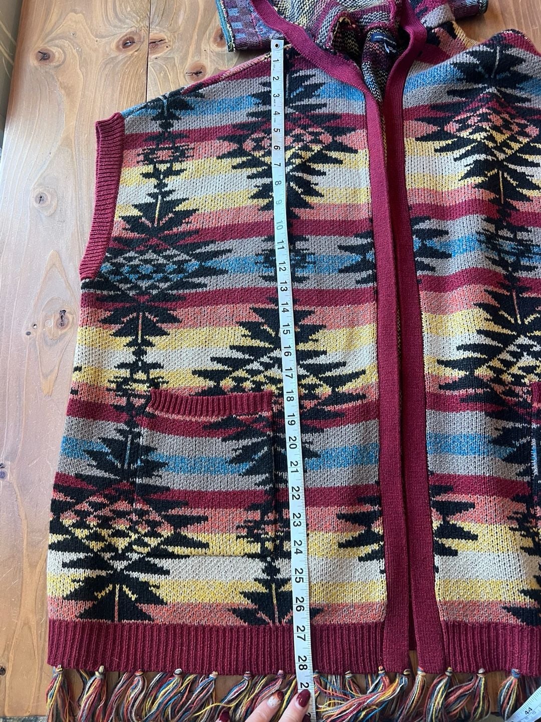 American Eagle Outfitters Hooded Poncho Vest XS/S Aztec 7