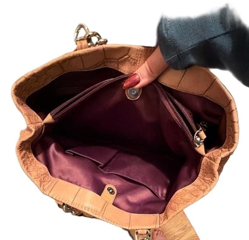 Coach Ashley Tan Crocodile Embossed Leather Tote Bag 7