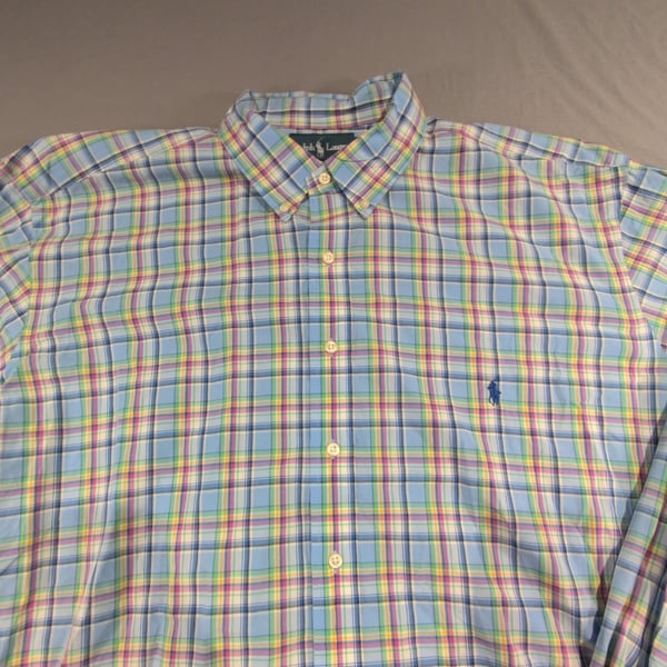 Ralph Lauren Classic Fit Plaid Long Sleeve Button Up Shirt Size 2XLT Tall