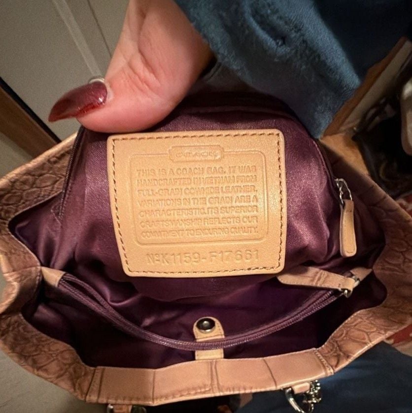 Coach Ashley Tan Crocodile Embossed Leather Tote Bag 4