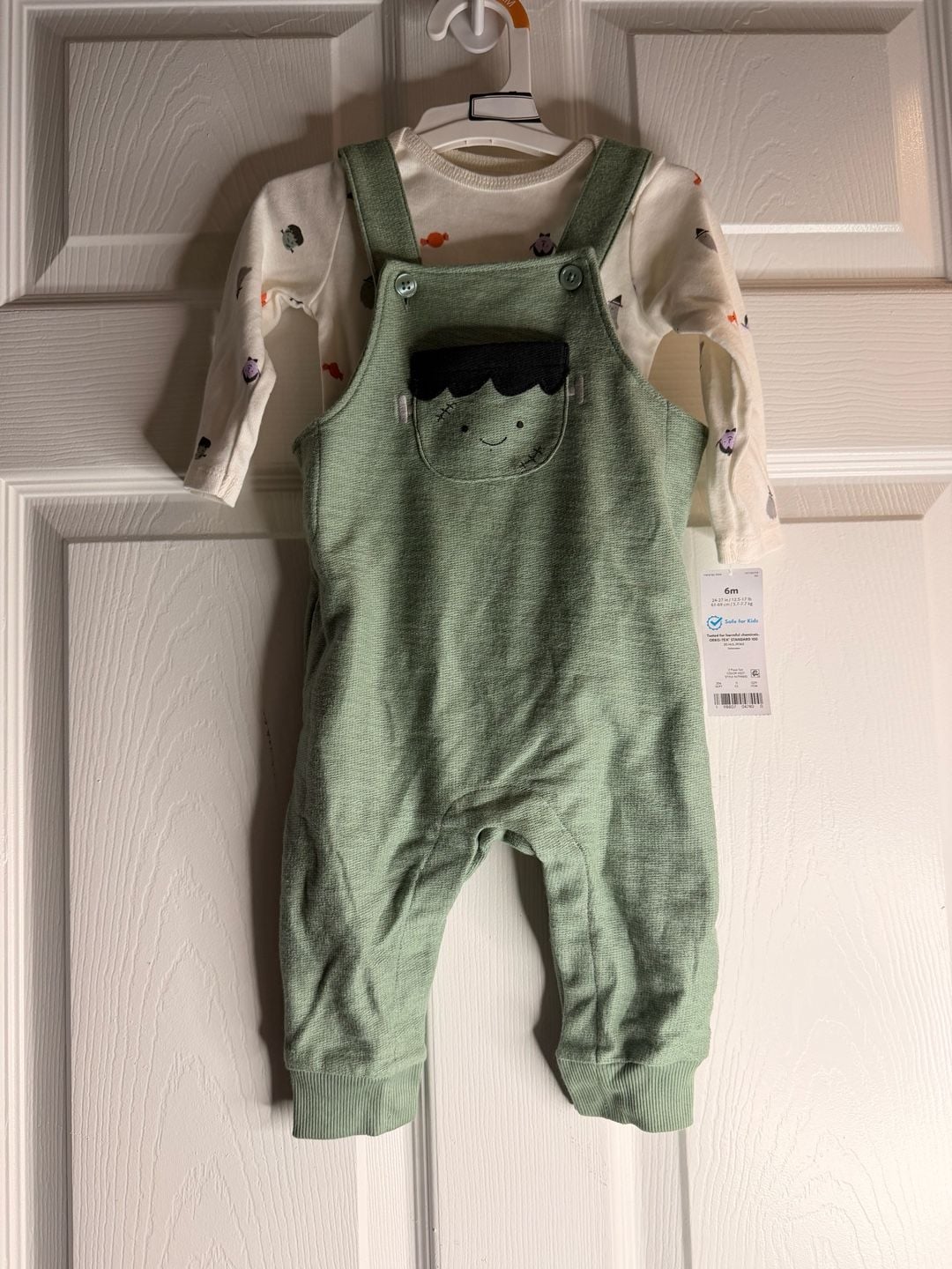 Carter's Just One You Frankenstein Overalls Bodysuit Set Size 6M Green 1