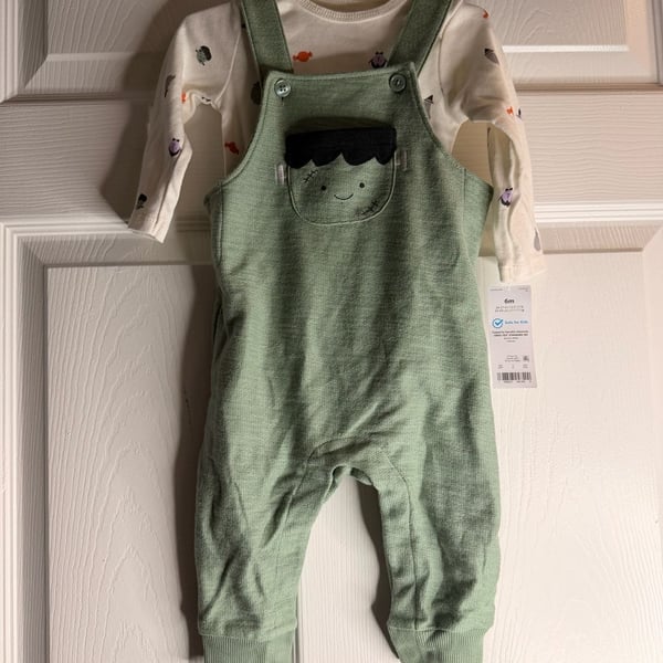 Carter's Just One You Frankenstein Overalls Bodysuit Set Size 6M Green