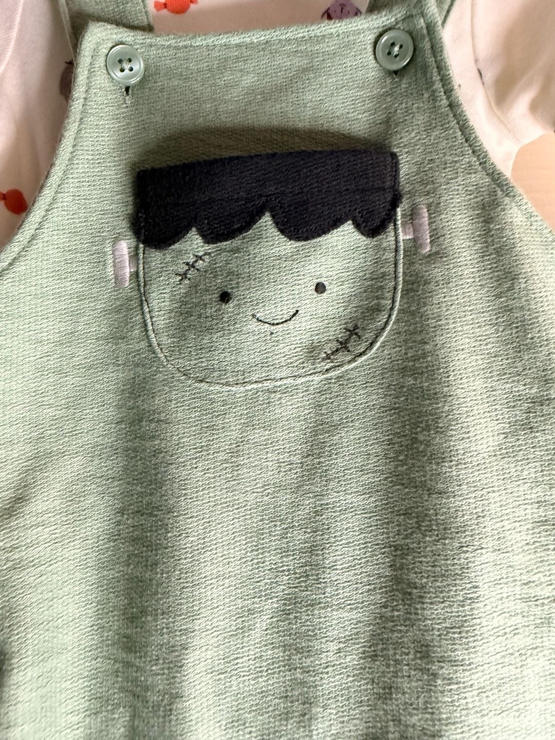 Carter's Just One You Frankenstein Overalls Bodysuit Set Size 6M Green 2