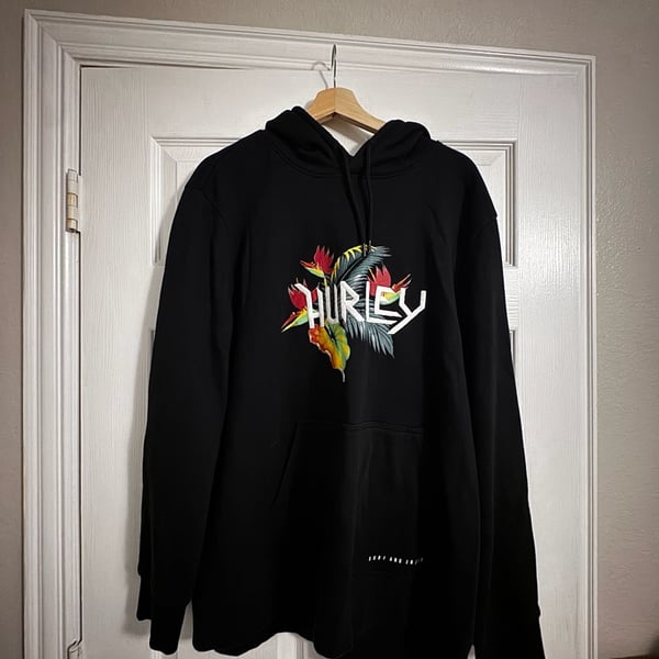 Hurley Paradise Pullover Hoodie Size XL Black Floral Graphic