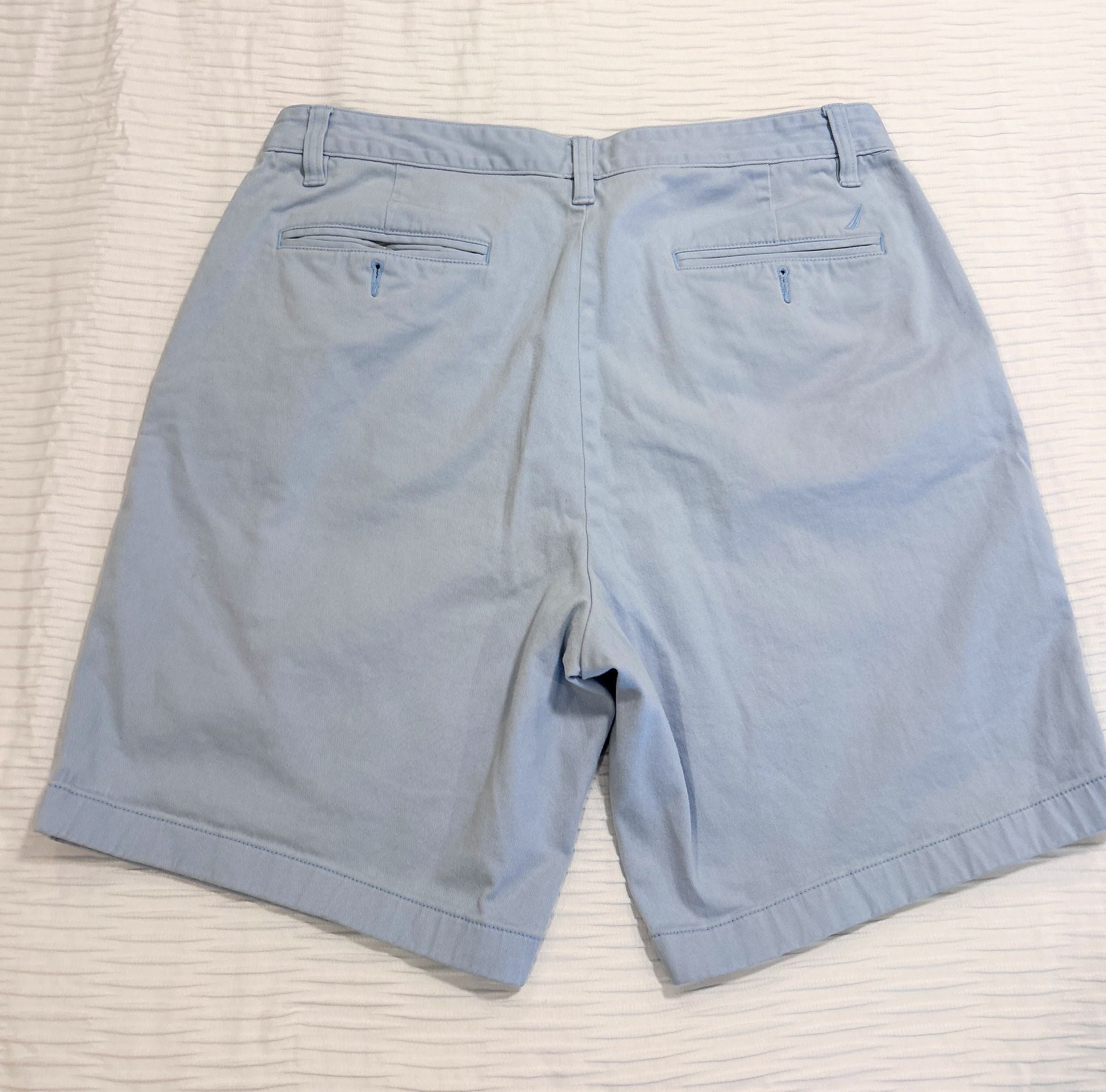Nautica Chino Shorts Size 34W Light Blue Flat Front Classic Fit 3