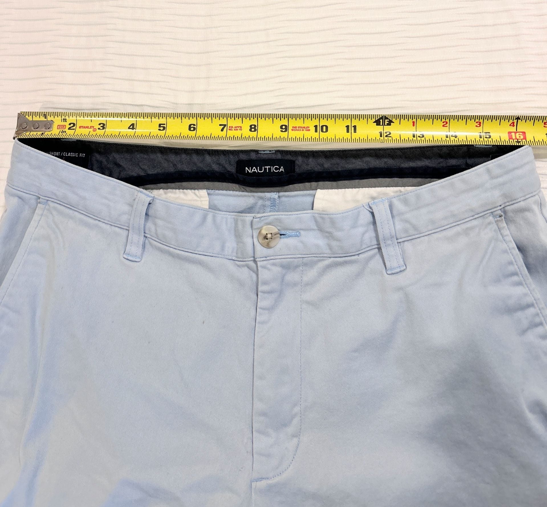 Nautica Chino Shorts Size 34W Light Blue Flat Front Classic Fit 9
