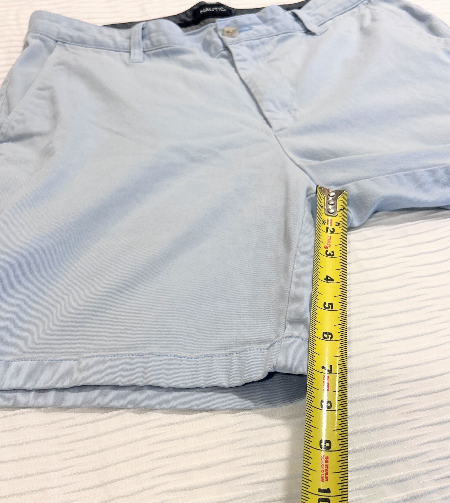 Nautica Chino Shorts Size 34W Light Blue Flat Front Classic Fit 10