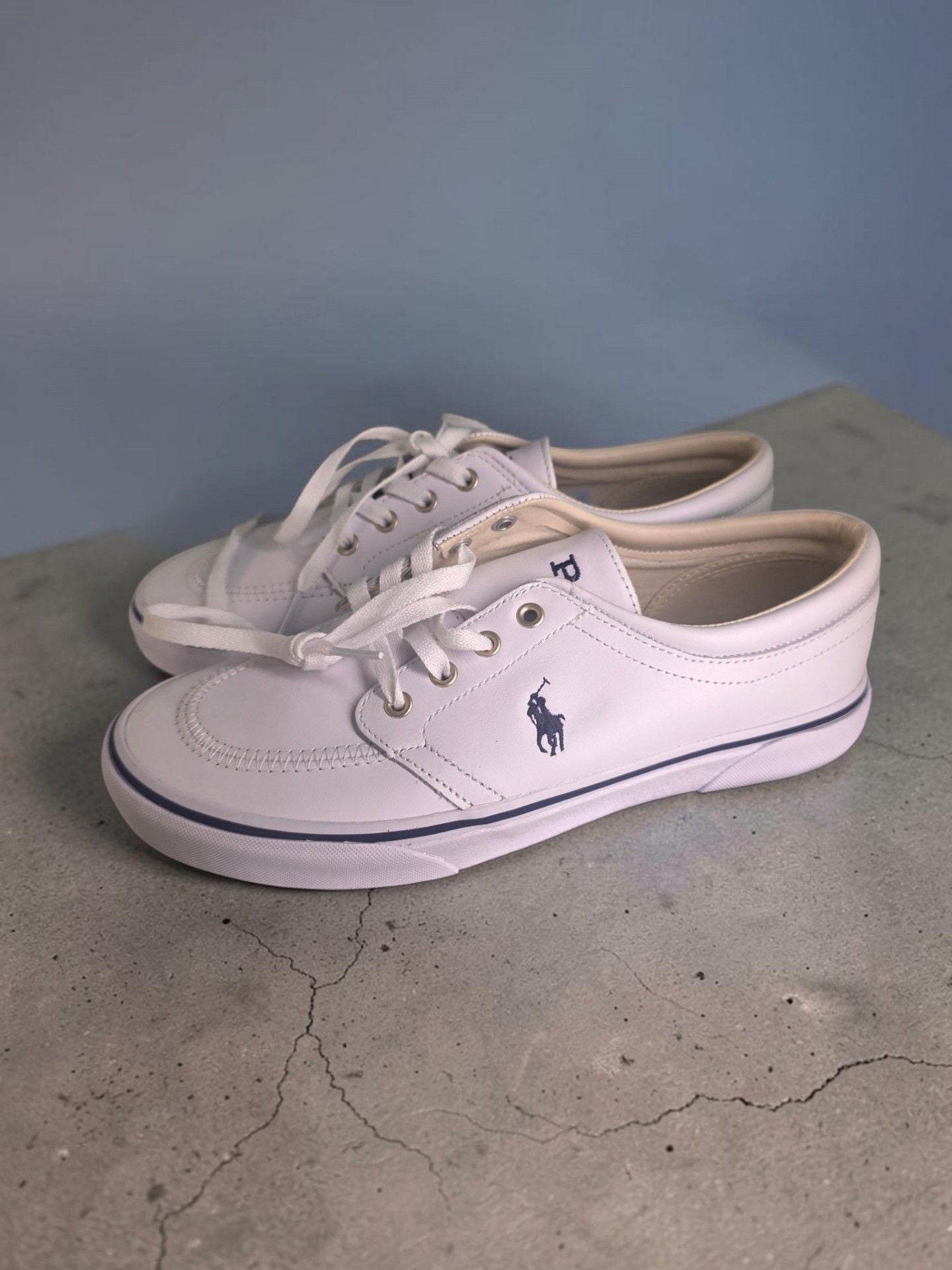 Polo Ralph Lauren Faxon White Leather Sneakers 12