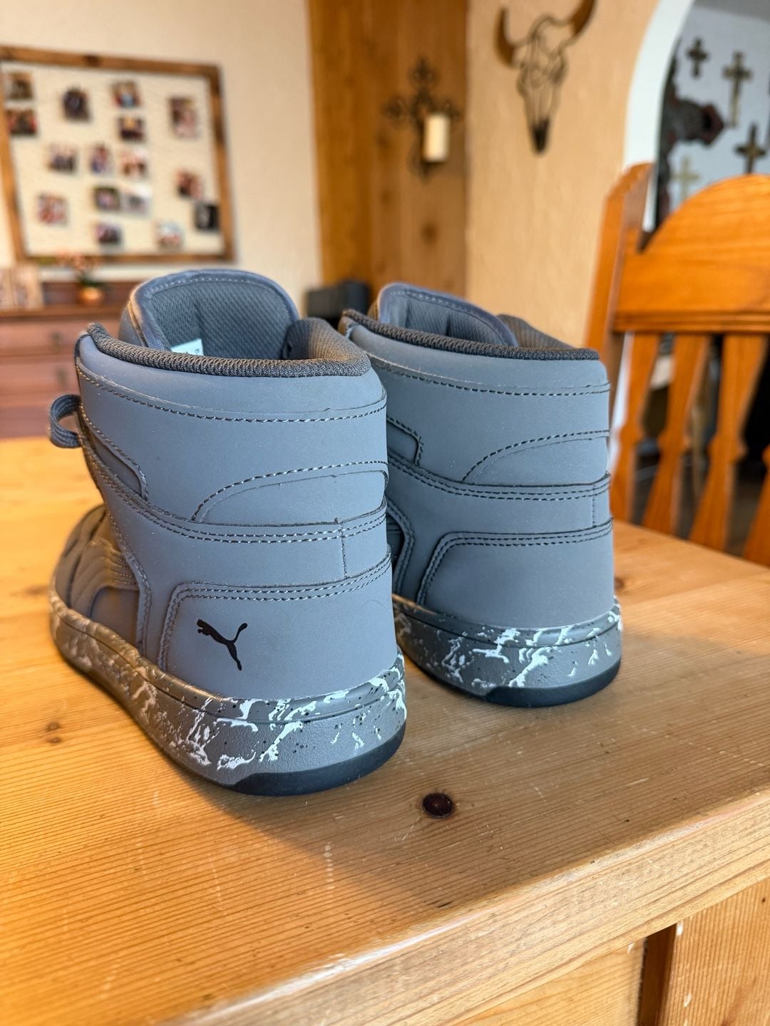Puma Rebound Layup Size 6 Grey Marble High Top Sneakers 4