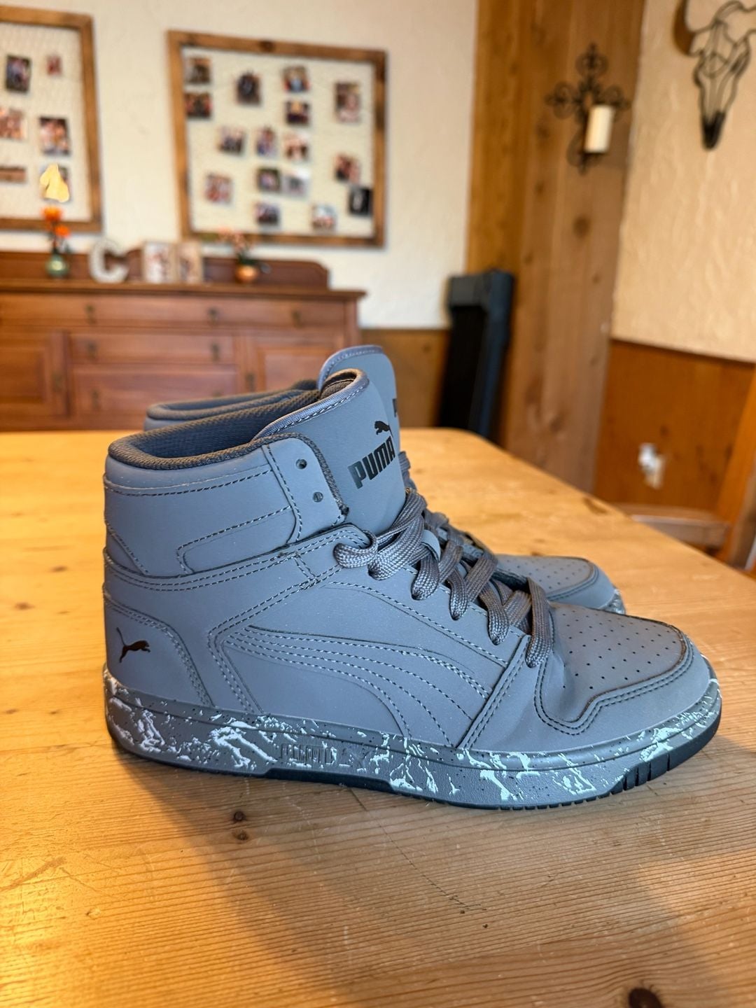 Puma Rebound Layup Size 6 Grey Marble High Top Sneakers 7