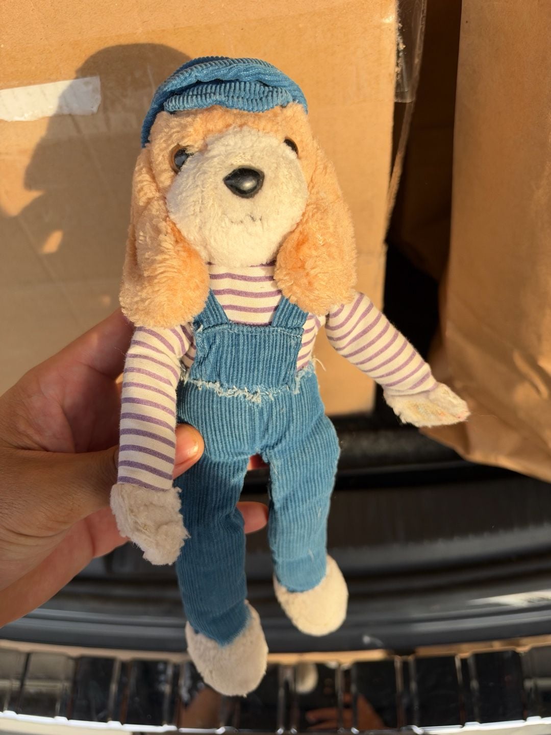 Russ Berrie Danny Puppy Dog Plush Stuffed Animal Toy Corduroy Hat Overalls 1