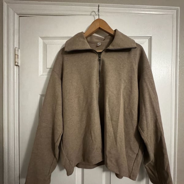 Uniqlo Brushed Jersey Half-Zip Sweatshirt Size XL Brown
