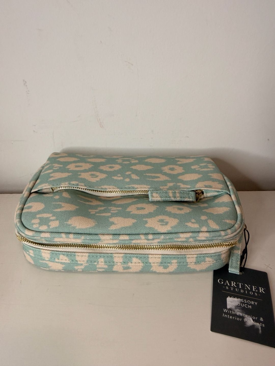 Gartner Studios Accessory Pouch Blue Leopard Print Cosmetic Bag NWT 4