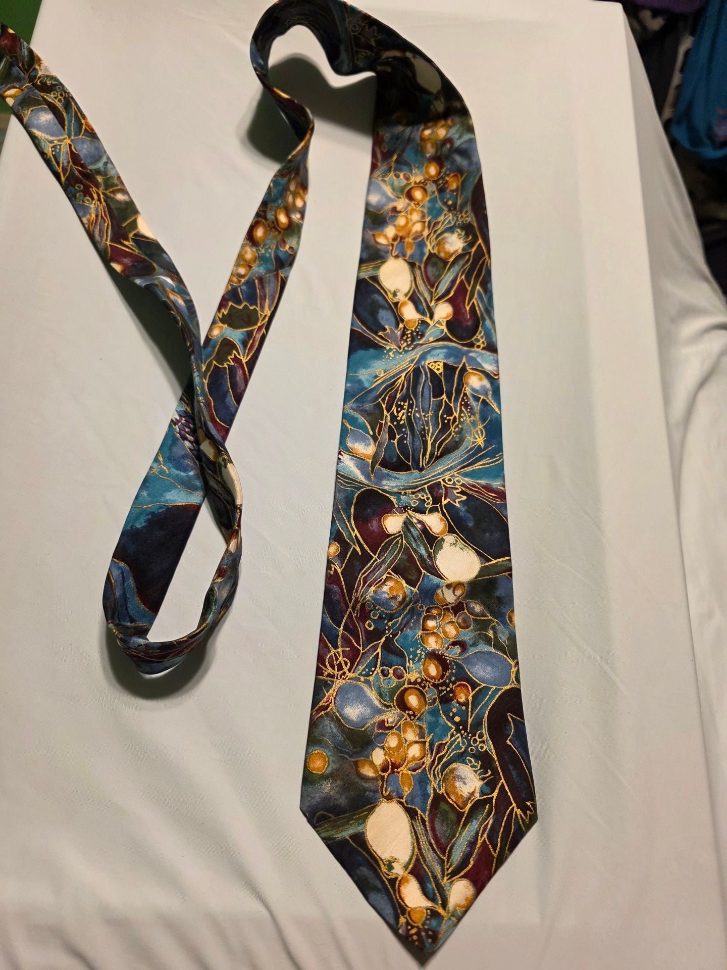 Grace Silk Necktie Vegetable Medley Watercolor Abstract Print by Grace Newburger 2