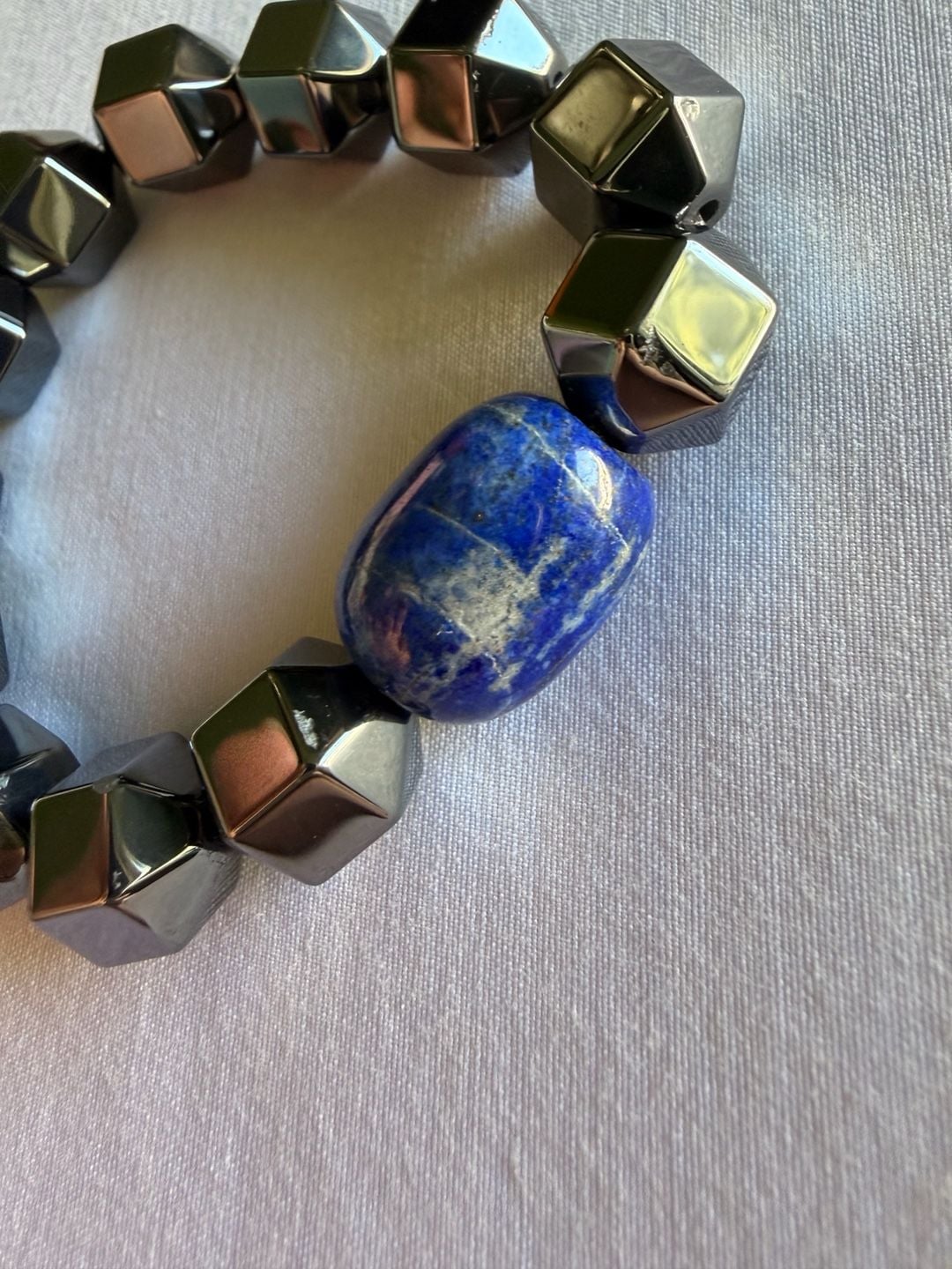 Unbranded Hematite Lapis Lazuli Stretch Bracelet 3