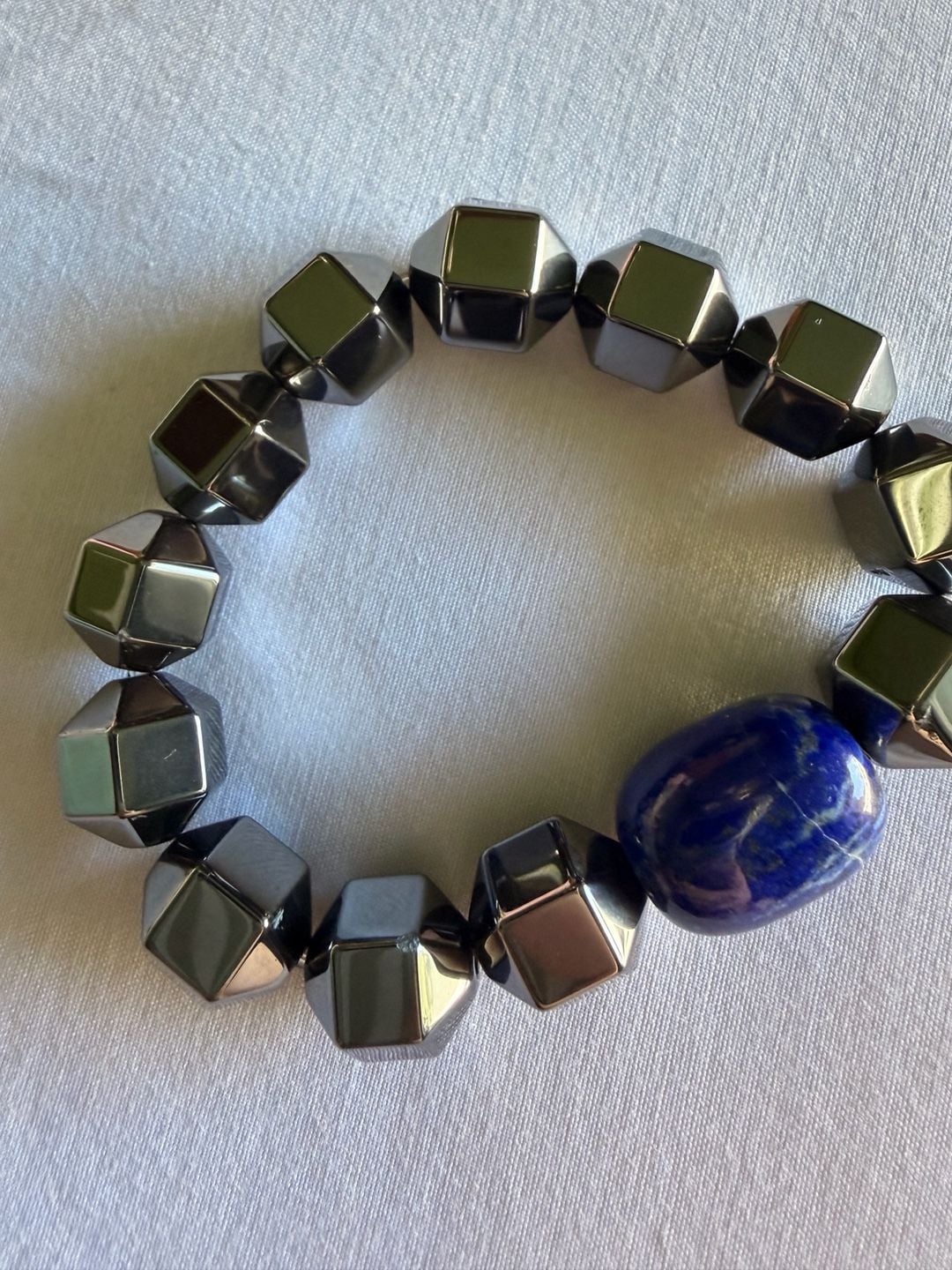 Unbranded Hematite Lapis Lazuli Stretch Bracelet 5
