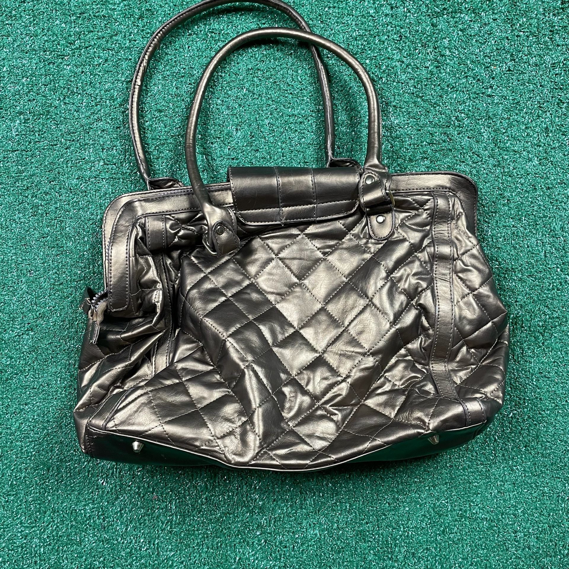 Unbranded Quilted Metallic Bronze Faux Leather Shoulder Handbag 3