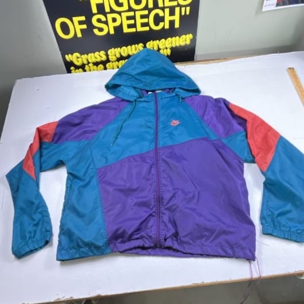 Nike Vintage Colorblock Windbreaker Jacket Teal Purple Rust