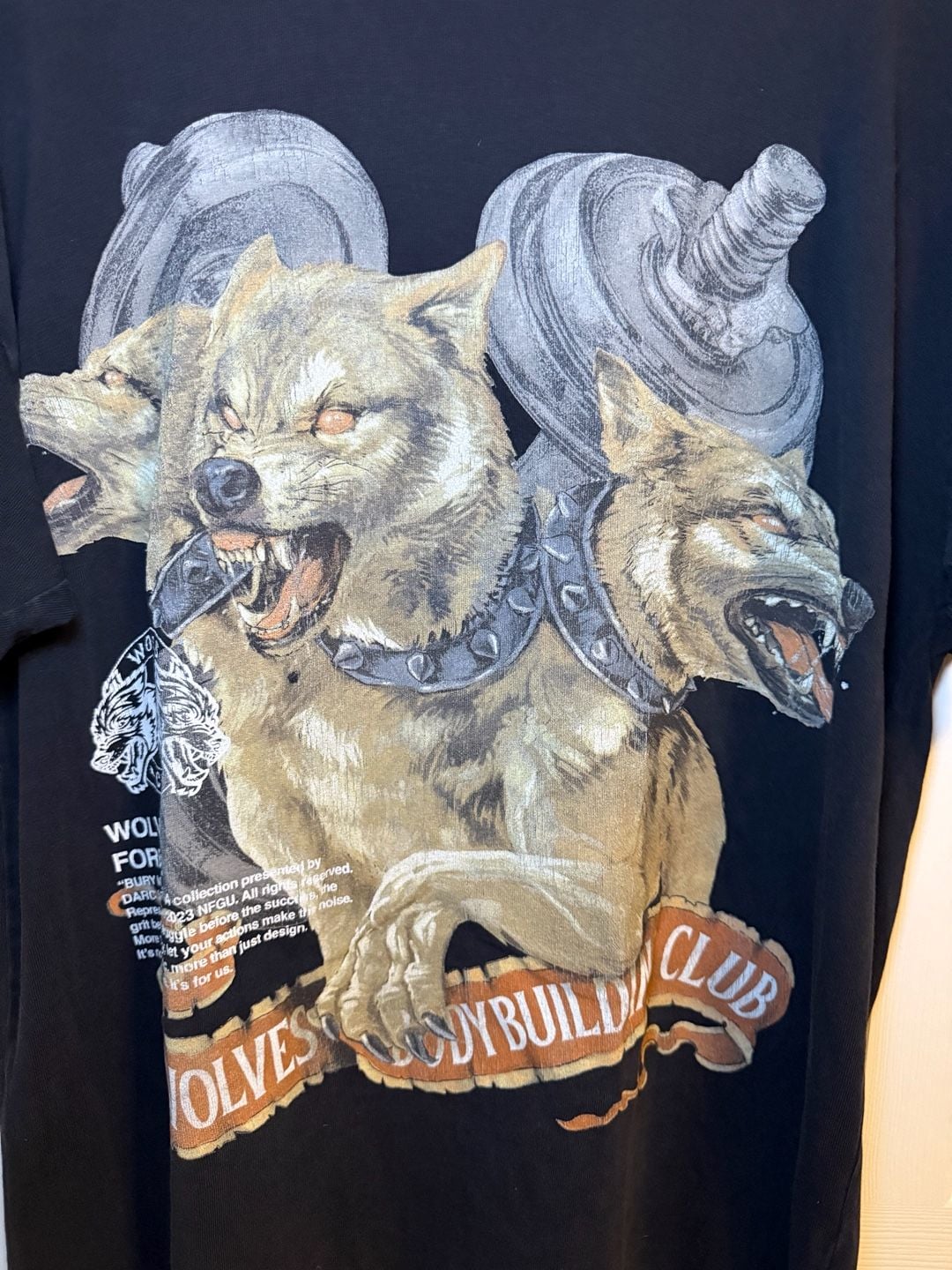 Darc Sport Wolves Bodybuilding Club Three-Headed Wolf T-Shirt Size S Black 4