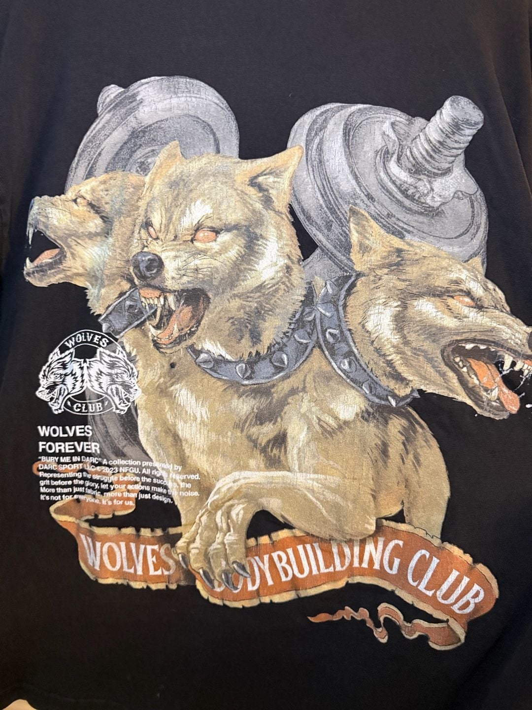 Darc Sport Wolves Bodybuilding Club Three-Headed Wolf T-Shirt Size S Black 5