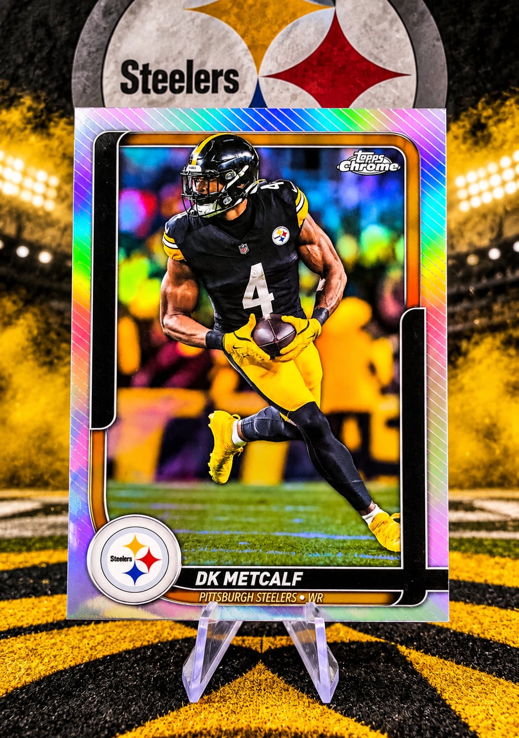 DK Metcalf NEW RELEASE 2026 Topps Chrome Pittsburgh Steelers Football Card RARE! 1