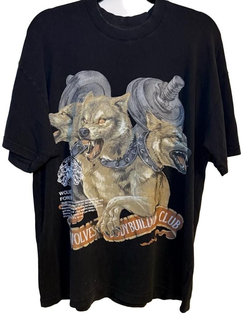 Darc Sport Wolves Bodybuilding Club Three-Headed Wolf T-Shirt Size S Black 2