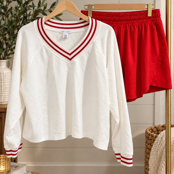 NWOT Better Together V-Neck Cropped Pullover w/ Skort Sz L