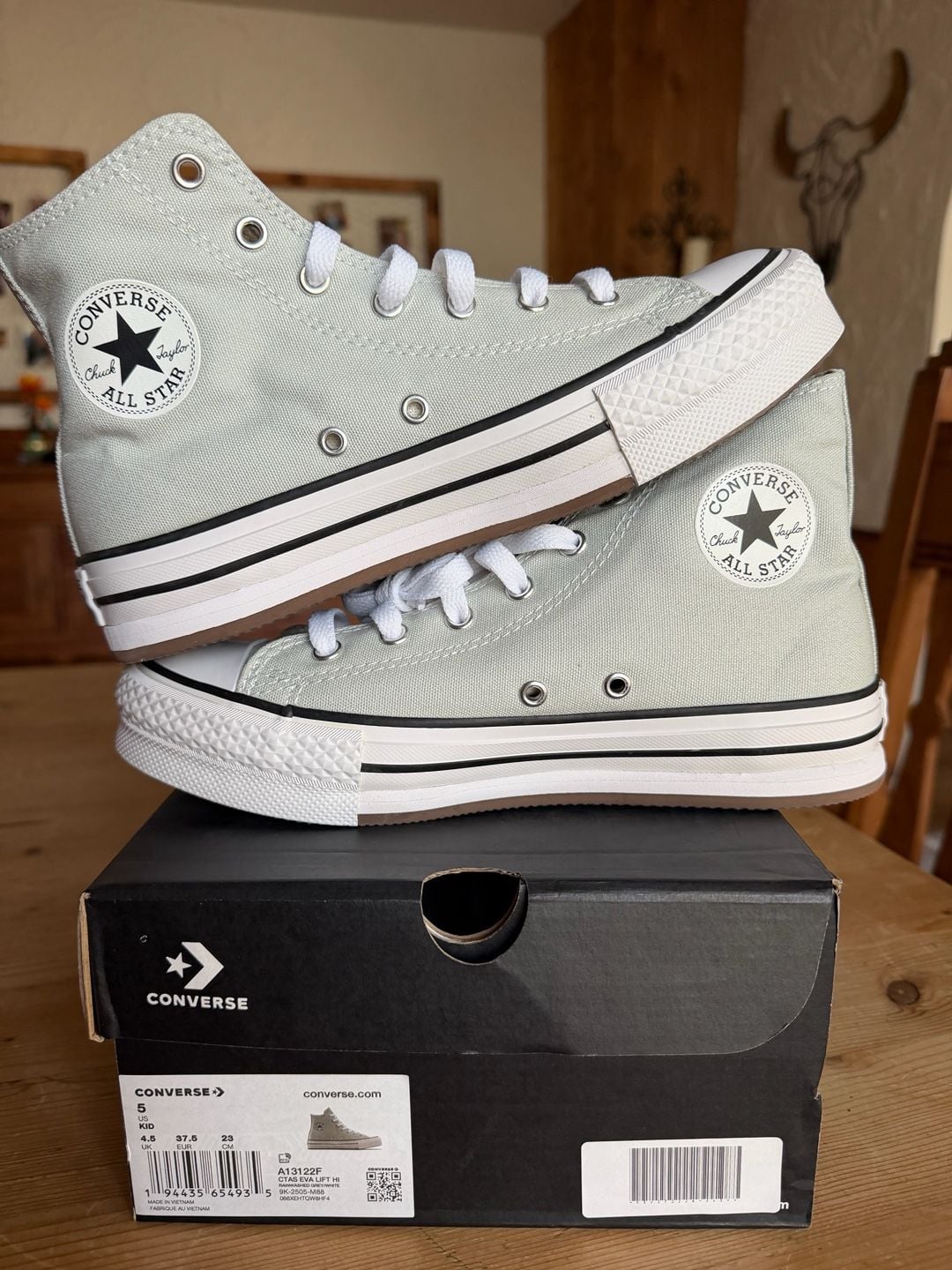 Converse CTAS EVA Lift Hi Size 5 Rainwashed Grey High Top Platform Sneakers 2