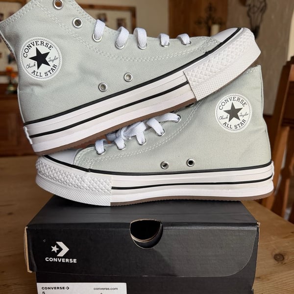 Converse CTAS EVA Lift Hi Size 5 Rainwashed Grey High Top Platform Sneakers