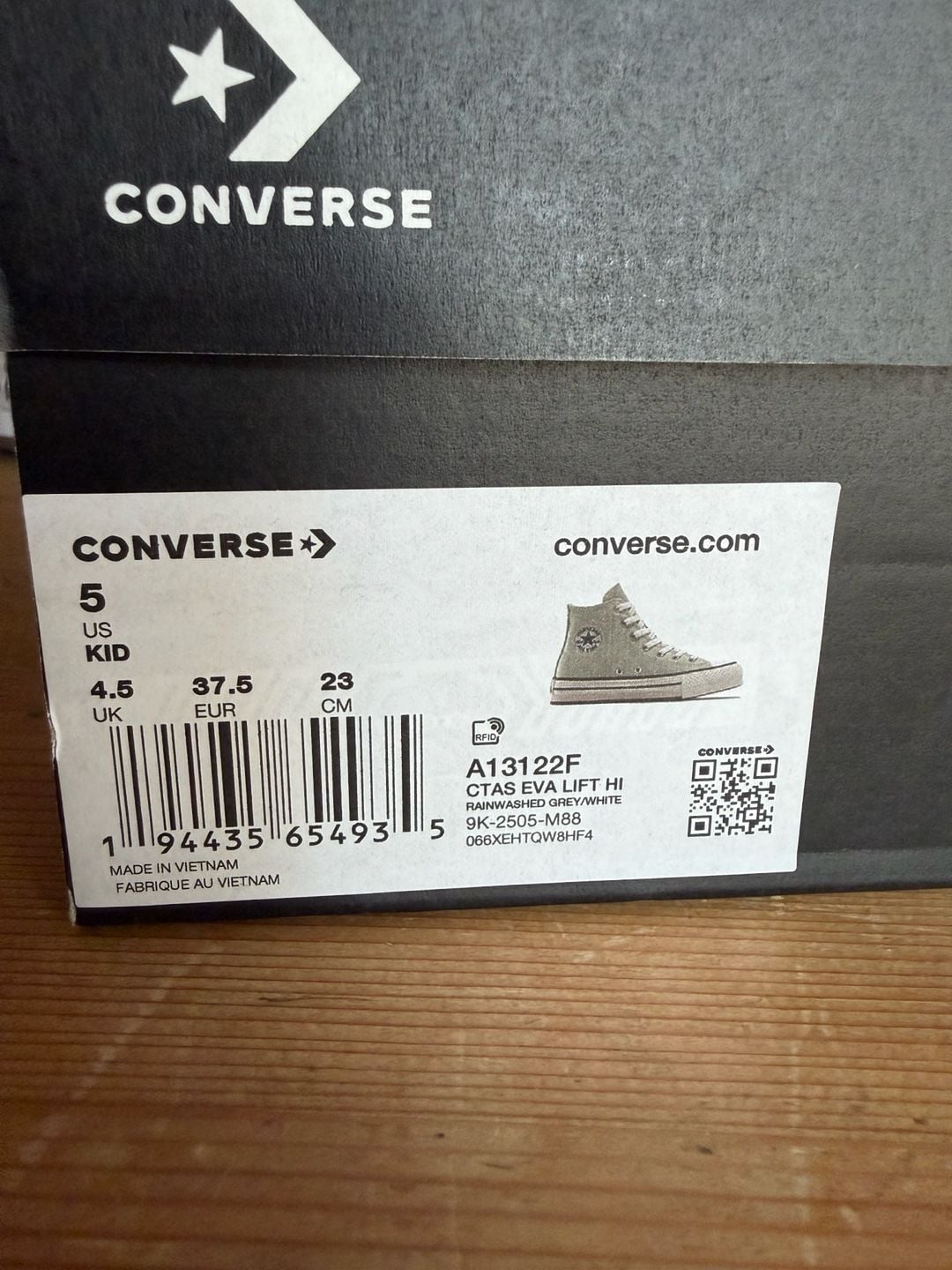 Converse CTAS EVA Lift Hi Size 5 Rainwashed Grey High Top Platform Sneakers 9