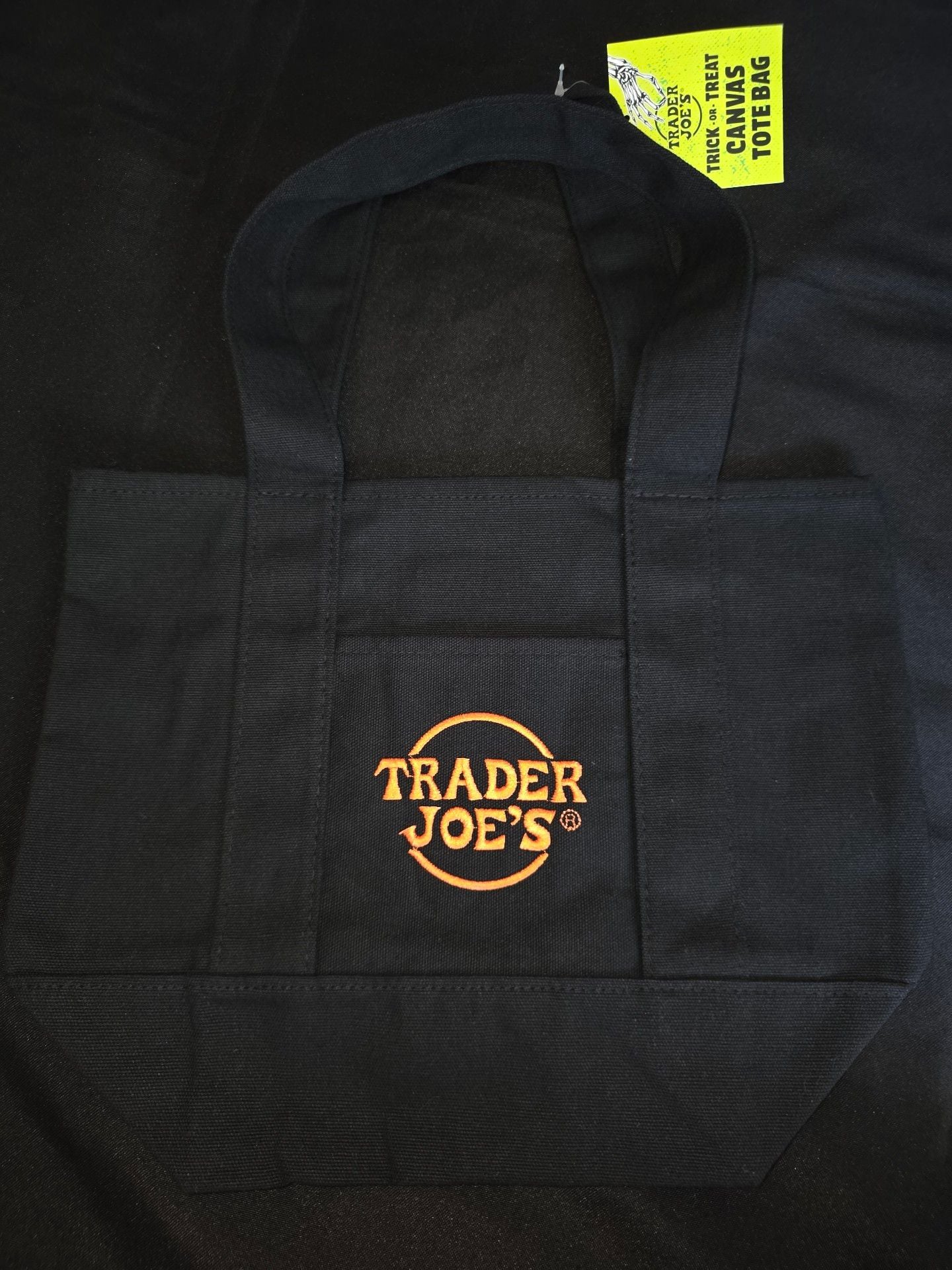 Trader Joe's Trick or Treat Canvas Tote Bag Black Mini 2