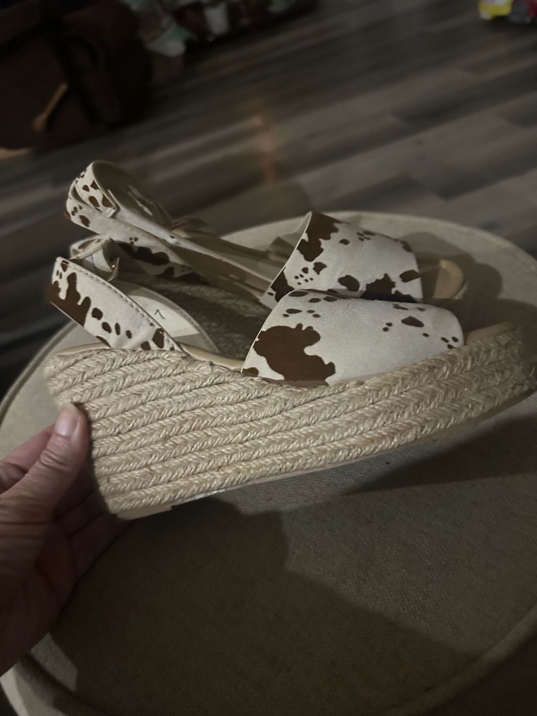 Pierre Dumas Espadrille Wedge Size 7 Cow Print 3
