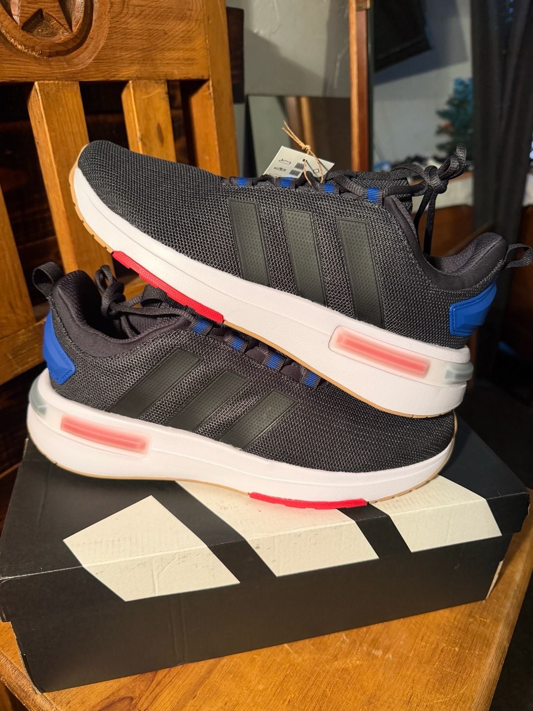 Adidas Racer TR23 Size 10 Black Blue Cloudfoam 2