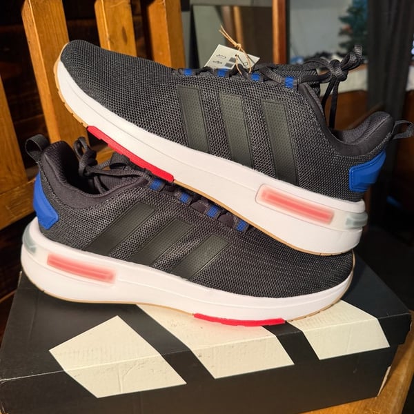 Adidas Racer TR23 Size 10 Black Blue Cloudfoam