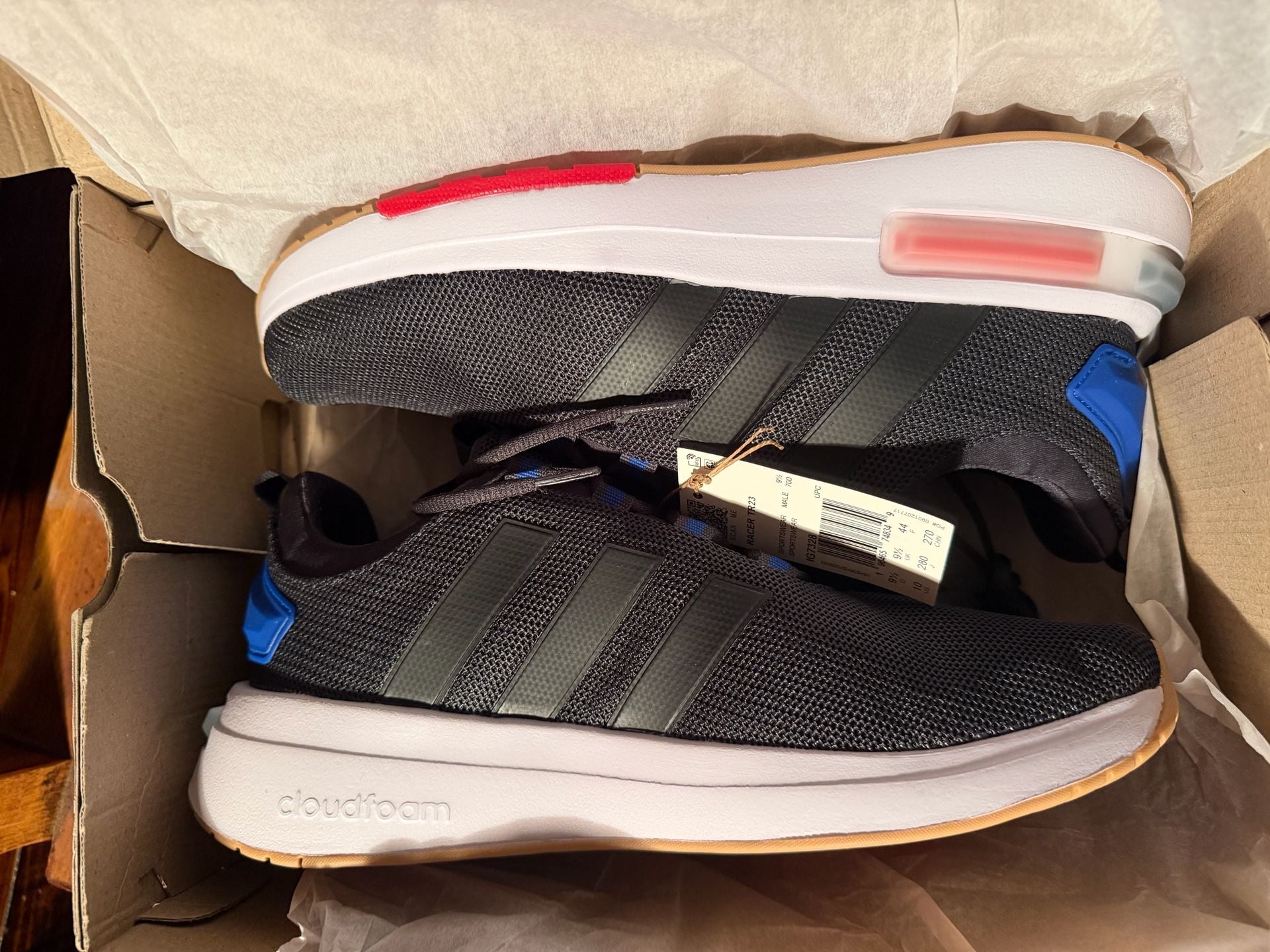 Adidas Racer TR23 Size 10 Black Blue Cloudfoam 4