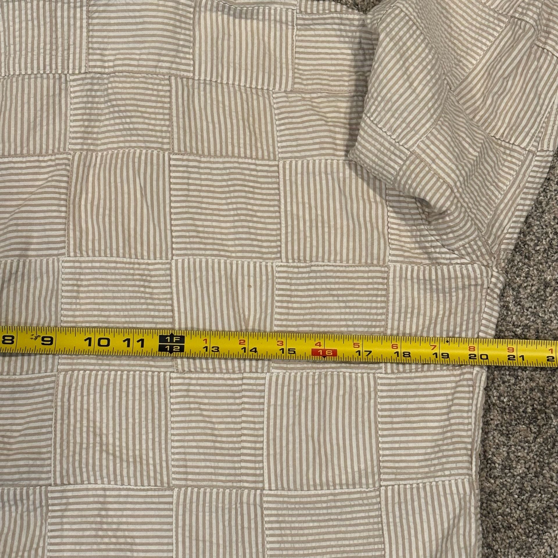Cape Madras Patchwork Button-Down Shirt Size XL Beige Stripe 9