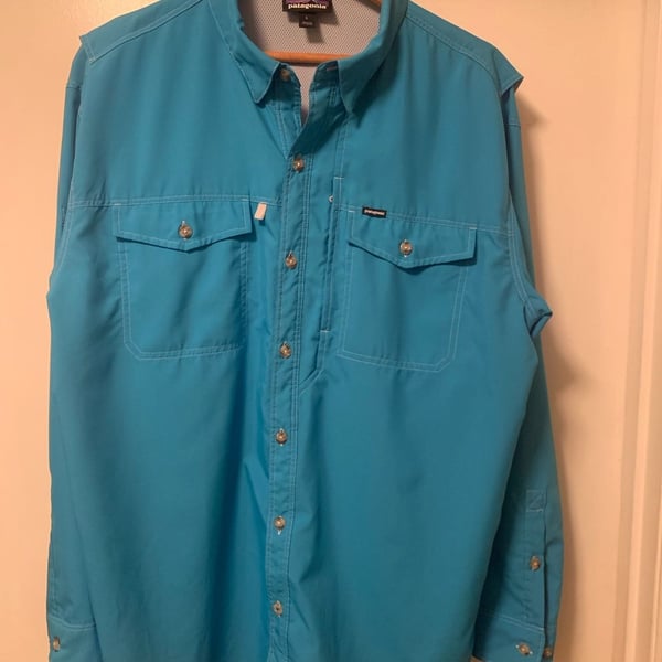 Patagonia Sol Patrol II Shirt Size L Blue Long Sleeve